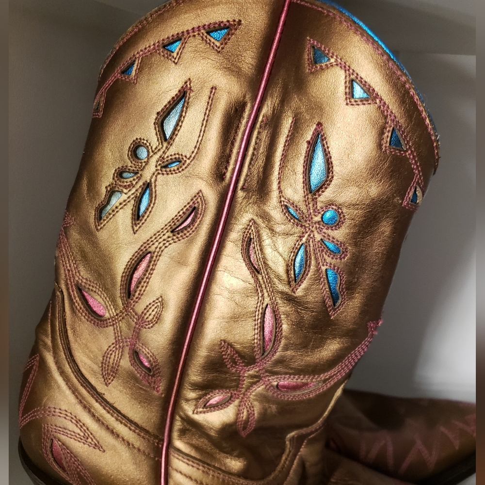 Old Gringo Yippee Ki Ya Bronze Pink Leather Cowboy Boots 8.5 - Picture 2 of 7